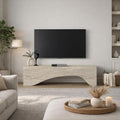 TV-Lowboard in Travertin-Optik f¨¹r Fernseher bis 65 Zoll, 150 ¡Á 40