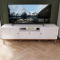 TV-Lowboard im Landhausstil mit 2 T¨¹ren, 1 Schublade und offenem Fach aus Holzwerkstoff in Secret Grey und Schlammeiche, 159,6 ¡Á 53,4