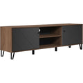 TV-Schrank in Grau und Eiche mit 2 T¨¹ren und 2 offenen F?chern, f¨¹r Fernseher bis 65 Zoll, 183 ¡Á