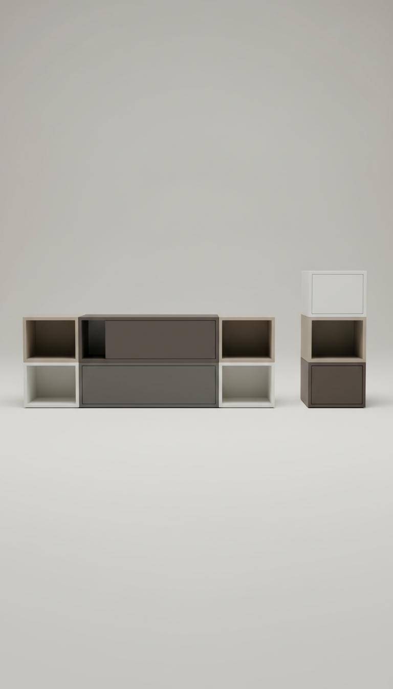 Modulares Lowboard mit Mattlack