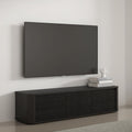 TV-Lowboard mit 3 T¨¹ren und Relieffront aus Holzwerkstoff in Schwarz, 168 ¡Á 41,5