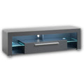 TV-Lowboard in Mattgrau mit LED-Beleuchtung un